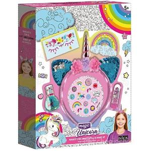 Nice Group Set Make Up Magic Unicorn Hair Beauty - Rossetto, Smalti, Gemme 3D e Cerchietto Multicolore
