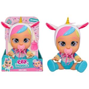 Cry Babies Day Care Dreamy - Bambola interattiva 30cm con lacrime vere, felpa unicorno e 3 accessori