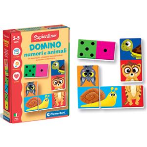 Clementoni Sapientino - Domino Educativo con Numeri e Animali, 24 Tessere Fronte-Retro per Sviluppare il Pensiero Logico-Matematico
