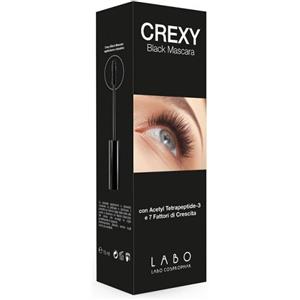 Labo Crexy Black Mascara - Mascara Nero Rinforzante con 7 Fattori di Crescita e Acido Ialuronico