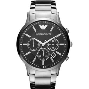 Emporio Armani - Orologio cronografo con cinturino in acciaio inossidabile color argento da uomo AR2460