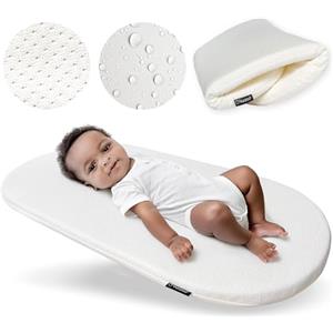 Yunioo Fasciatoio in schiuma, cesto di Moses o culla ovale con copertura impermeabile e ultra morbida. Materasso di ricambio per cambio pannolini. Coprifasciatoio per vestito (74 x 38cm