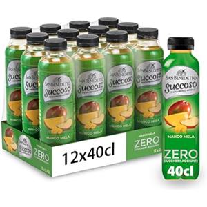 San Benedetto, Succoso Zero al Mango e Mela, 12x400 ml Bevanda Leggera e Dissetante in Acqua Minerale Naturale, Senza Zuccheri, Conservanti Coloranti e Glutine