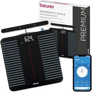 Beurer BF 990 Bilancia digitale con sensori manuali, connessione app tramite WIFI/Bluetooth, 25 valori di misurazione, 8 elettrodi, trasmissione a Apple Health & co