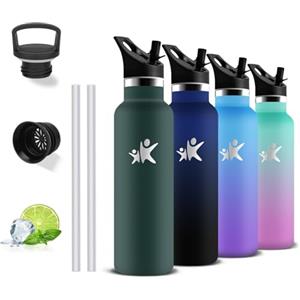 Grsta Borraccia 500ml, Borraccia Termica, Senza BPA, Borracia con Cannuccia, Senza Perdite, Bottiglia Termica, Doble Aislamiento, Borracce Termiche per Scuole, Campeggio, Uffici, Caffè, Viaggio, Yoga