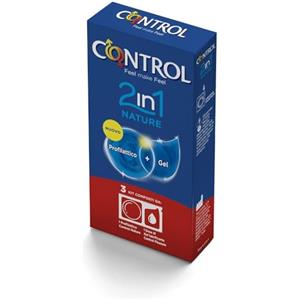 Control 2 In 1 - Nature Profilattico + Lube Gel Nature, 3 Profilattici + 3 Gel