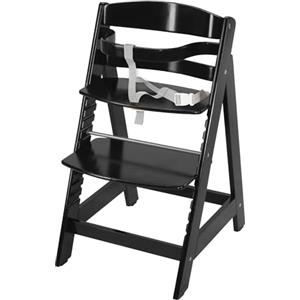 roba Seggiolone Pappa per Bambini Sit Up III - Evolutivo - con Poggiapiedi e Cinghie di Sicurezza Removibili - Altezza Regolabile - Legno Nero