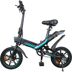 HBFTXRIDE Bicicletta Elettrica Pieghevole, 14 Bici Elettrica Adulto Max Velocità 25km/h, 36V 10.4AH Batteria al Litio, Fino a 30-45km Bike Elettrica Uomo Donna, Pedalata Assistita (Blu)