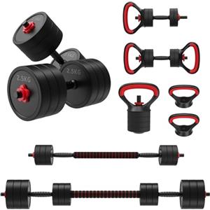 JOROTO Set Manubri 30KG 4-in-1, Pesi Kettlebell Regolabili con Connettore (1,25/2,5/5/10KG) per Uomini & Donne, Supporto Flessioni & Roller Addominali - Home Gym