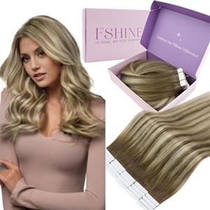 Fshine Extension Biadesivo Capelli Veri 30cm 30g 20pcs Invisibili Extension Biadesive Balayage Marrone A Biondo Platino Adesive Matrimonio Capelli Umani Veri 6/60/6