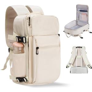 VOESLD Zaino da Viaggio 40x20x25 per Ryanair, Bagaglio a Mano Sotto il Sedile Porta PC Borse da Viaggi per Donna e Uomo - Wizzair, Volotea, Vueling (Beige)