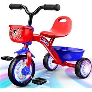 Braxel Triciclo Bambini per 2 3 4 5 Anni, Triciclo Evolutivo da 1 a 5 Anni con Cestello Portaoggetti, Adatto Come Spider Regalo per Bambini, Rosso