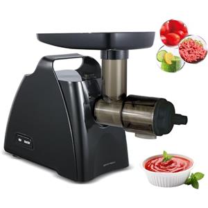 Sinotech Tritacarne e Passapomodoro Elettrico, Multifunzione con Slow Juicer, Sistema di Sicurezza, Accessori per Salsicce e Kubbe, Filtro in Acciaio