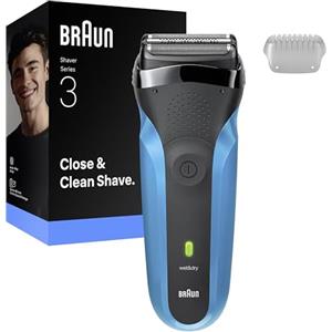 Braun Serie 3 Rasoio Elettrico Barba, Wet&Dry, Regolabarba Uomo, Rasoio Barba, 3 Lame Flessibili, Regolabarba Braun, Progettato in Germania, 310s, Blu