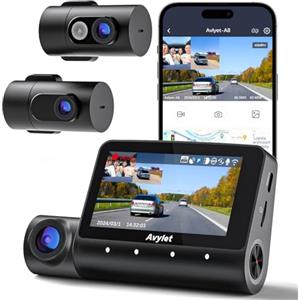 Avylet 5K 3 Canali Dash Cam Auto con Wi-Fi e GPS,Telecamera Auto con Schermo IPS 3",Risoluzioni 4K+1080P+1080P, Visione Notturna IR,Controllo Vocale,Monitoraggio Parcheggio 24H,512GB MAX
