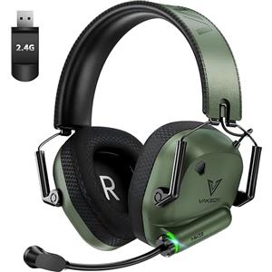 Vakedy Cuffia Gaming Wireless per PC, PS4, PS5, Mac, Switch Auricolare Gaming 2.4GHz USB con Microfono Bluetooth, Driver da 50mm, Batteria da 50 Ore, Bassa Latenza, Leggero (verde)