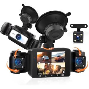 Rimoody 360° 4 Canali Dashcam Auto, 4 Telecamera HD 1080P Anteriore e Posteriore Sinistra Destra, 2.4 Pollici Schermo IPS Dash Cam con Visione Notturna IR/Loop video/24H Parcheggio Monitor/G-Sensore