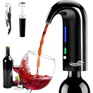 COSYALL Aeratore Elettrico per vino, Decanter per Vino Aperitivo Accessori Ossigenatore Ricaricabile del Vino, Dispositivo per Versare il Vino con Sacchetto per la Polvere (Nero)