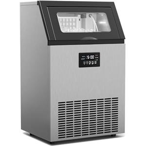 Klarstein Glacial - Macchina del Ghiaccio Industriale, 45kg/24h, Compressore: 370W, Acciaio Inossidabile, Multitouch LED, Timer, Autopulente, Finestrella, Uso Commerciale