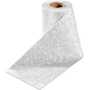 Stickyart Carta da Parati Adesiva Muro Glitter Argentata 10 x 400 cm Moderna Autoadesiva per Camera da Letto per Diverse Stanze Pellicola Mobili Adesiva Bagno Cucina Armadio