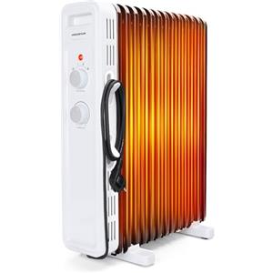 Aigostar Hubery - Radiatore ad olio portatile da 2500W. Radiatore elettrico 13 elementi, 3 livelli di riscaldamento, termostato regolabile e protezione a funzione di spegnimento