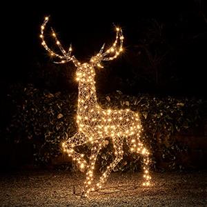 Lights4fun Grande Cervo Luminoso Renna in Rattan Marrone di 2 m a 400 LED Cambia Colore con Timer Decorazione di Natale Figura Natalizia per Interni ed Esterni