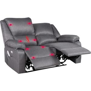 ECO-DE ECODE Divano 2 Posti Reclinabile e Indipendente su Entrambi i Lati con Poltrona Relax Massaggiante e Calore Lombare - Modello Europa con Design Moderno Salvaspazio per Ambienti Piccoli