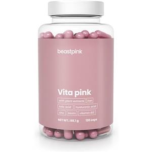 BeastPink Vita Pink - Integratore Multivitaminico per la Donna con Vitamine B6, B9, B12, C, A, D, K2 - Vitamine Donna per Sistema Immunitario, Pelle Sana, Energia, Vista e Ossa Sane, 120 cps