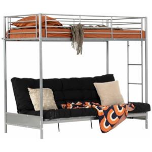 MEUBLE COSY Letto a Castello 90x190 cm con Divano Trasformabile e Rete a Doghe in Metallo, Stile Industriale, Letti per Camerette, Bambini, Adulti, Casa, Grigio