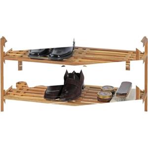 WENKO Scarpiera panca Norway a due piani,scaffale fino a 6 paia di scarpe in legno di noce, scarpiera da ingresso con porta scarpe