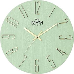 MPM Quality Orologio da parete di design, verde/oro, datario, cifre 3D, movimento preciso al quarzo, ∅ 305 mm, decorazione moderna da parete per soggiorno, camera da letto o ufficio