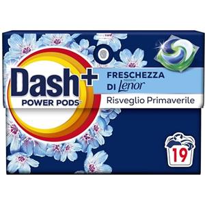 Dash Power Pods Detersivo Lavatrice In Capsule, 19 Lavaggi, Freschezza Di Lenor, Risveglio Primaverile, rimuove addirittura gli odori di sudore vecchi di 7 giorni, per una pulizia impeccabile