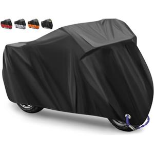 Eozakavod Telo Coprimoto Telo Coprimoto Impermeabile Per Esterno 210D Panno Oxford Copertura per Moto Portatile Moto Motorino Antipolvere Parapioggia,Resistente a Polvere,Pioggia,245x105x125 cm (Nero)