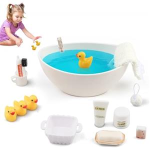 Szhhrxi Accessori Casa delle Bambole, 16 Pezzi Accessori Bagno in Miniatura 1:12 per Casa delle Bambole, con Vasca Gnomi, Paperelle, Miniature Spazzolino, Bagno in Miniatura per Porta Gnomi, Natale