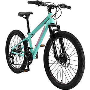 BIKESTAR MTB Mountain bike 24 alluminio per bambini 8-12 anni | Bicicletta telaio 13 pollici 21 velocità Shimano, hardtail, freni a disco, sospensioni | Verde
