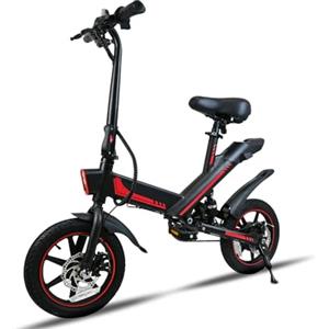 HBFTXRIDE 14" Bicicletta Elettrica Pieghevole, Bici Elettrica Adulto 25km/h, 36V 10.4AH Batteria al Litio, Fino a 35-45km Bike Elettrica Uomo Donna, Pedalata Assistita (Nero)