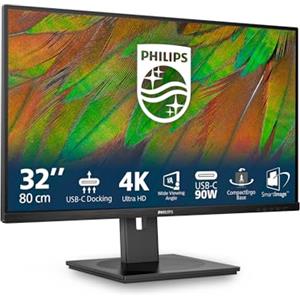 Philips Monitors Philips 32B1U3900 - Monitor UHD da 32 pollici, altezza regolabile, altoparlanti (3840x2160, 60 Hz, HDMI, DisplayPort, USB-C (90W PD), Hub USB, RJ45) nero