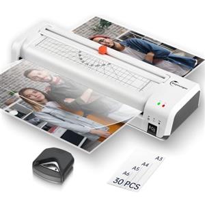 Buyounger Plastificatrice A3 8-in-1 360mm/min con 30 Bust Riscaldamento 60s | con Taglio Integrato, Modalità Caldo/Freddo, Design con Vano di Raccolta sul Fondo, ABS Anti-Inceppamento