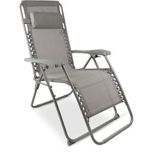 FZ Sdraio Relax Reclinabile Miami Tortora - Sedia a gravità Zero Pieghevole in Textilene - Lettino da Giardino con Struttura in Acciaio e Poggiatesta - per Esterno, Terrazzo e Campeggio
