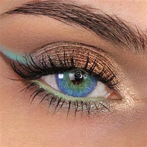GLAMLENS Lenti a contatto colorate blu Malaga Blue - con porta lenti a contatto - blu naturali in silicone idrogel - 2 pezzi - DIA 14,20 - senza correzione 0.00 diottrie lente a contatto