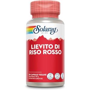Solaray Lievito di Riso Rosso Fermentato 600mg - 90 Capsule Vegane - Integratore con Monacolina K 1.2mg per Capsula - Senza Citrinina - Testato in Laboratorio