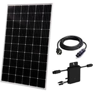 Technaxx Impianto solare per balcone Technaxx TX-212 da 300W con pannello solare monocristallino da 325W, microinverter da 300W e cavo di 5m - MPP, standard VDE, ideale per coprire il carico di base a casa