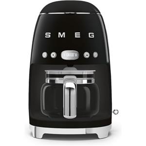 Smeg, Macchina da Caffè Filtro DCF02BLEU, Funzione Aroma e Autostart, Caraffa in Vetro Fino a 12 Tazze, 2 Livelli di Intensità, Modalità Keep Warm, 1050W, Nero