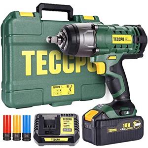 TECCPO Avvitatore ad Impulsi, TECCPO 350Nm Avvitatori a Massa Battente 18V, 4.0Ah Batteria, 3x Chiavi A Bussola, Mandrino 13mm (1/2), Impulsi/min 0-3000, con Valigetta Rigida (Migliore Regalo di DIY)