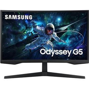 Samsung Monitor Gaming Odyssey G5 (S27CG554), Curvo (1000R), 27, 2560x1440 (WQHD 2K), HDR10, VA, 165 Hz, 1 ms (MPRT), FreeSync, HDMI, Display Port, Ingresso Audio, Flicker Free, Eye Saver Mode