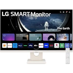 LG 27U511SA Monitor Smart 27" Full HD IPS HDR, webOS con app di streaming, Wi-Fi, Bluetooth, AirPlay, Screen Share, Speaker Stereo 10W, 2x HDMI, 2x USB, 100Hz, Eye Care Mode, Telecomando, Bianco