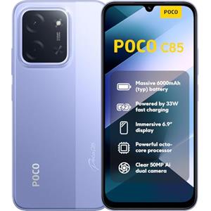 Xiaomi POCO C85, Smartphone 6+128GB, Display 6,9" 120Hz 7,99mm Design, MediaTek Helio G81-Ultra Octa-core, Doppia fotocamera AI da 50MP, 6000mAh, garanzia di 2 anni, Viola, Caricabatteria non incluso