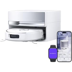 NARWAL Flow Stazione di ricarica compatta, potenza di aspirazione di 22.000 Pa, sistema DualFlow anti-groviglio, risciacquo con acqua calda a 45°C e asciugatura con aria calda e app intelligente