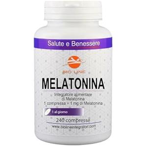 Laboratori Bio Line - Melatonina per Dormire in Compresse (240 Compresse) Integratori Pastiglie per Dormire Aiuto per Addormentarsi, Assumere 1 Compressa Prima di Coricarsi Pari a 1mg di Melatonina