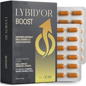 Lybid'Or BOOST Integratore Uomo Forte per Vigore e Performance - Effetto Potente e Duraturo con Maca Peruviana, Tribulus Terrestris, Arginina, Citrullina, Ginseng, Zinco